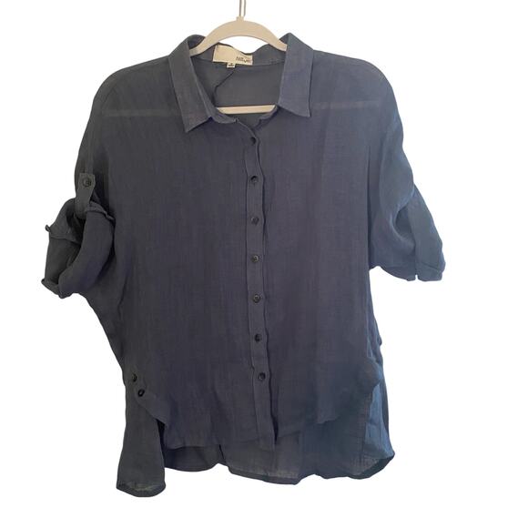 Fate by LFD 100% Linen Blouse Blue Womens Size Small - Picture 2 of 8